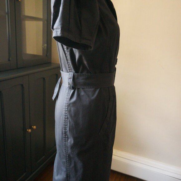 Club Monaco Belted Trench Dress I Size 8 I Black - Picture 4 of 8